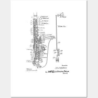 Saxophone Vintage Patent Hand Drawing Posters and Art